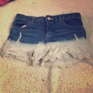 White washed justice shorts